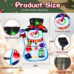 28x40 Lighted Christmas Snowman Garden Flag, 8 Modes Solar LED, alternate view 2