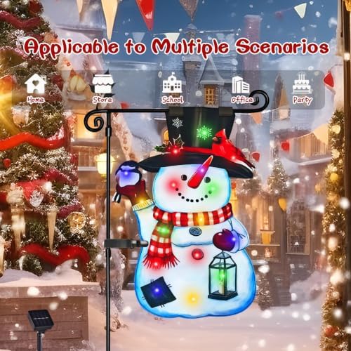 28x40 Lighted Christmas Snowman Garden Flag, 8 Modes Solar LED, alternate view 4