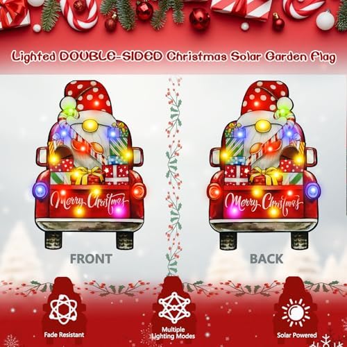 28x40 Solar Christmas Dwarf Garden Flag, Outdoor Decor, alternate view 3