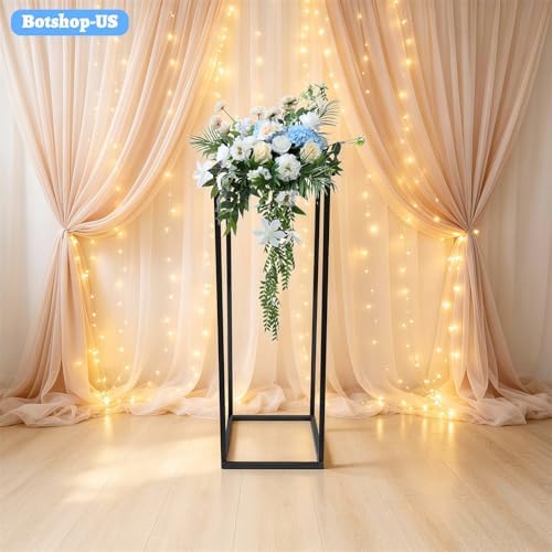 29.5" Tall Black Wedding Flower Plant Stand Metal Vase Column Stand Geometric Centerpiece Vase Flower Display, alternate view