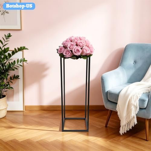 29.5" Tall Black Wedding Flower Plant Stand Metal Vase Column Stand Geometric Centerpiece Vase Flower Display, alternate view