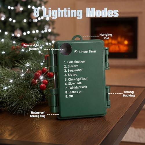29.5FT 300 LED Battery Operated Firecracker String Lights, Cool White in Cool White, alternate view 3