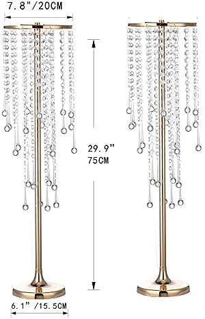 29.5in Gold Wedding Centerpieces for Table, 2Pcs Tall Vases Wedding Centerpieces with Sparkling Crystal Beads, alternate view