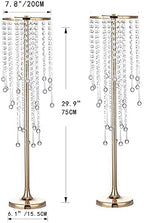 29.5in Gold Wedding Centerpieces for Table, 2Pcs Tall Vases Wedding Centerpieces with Sparkling Crystal Beads, alternate view