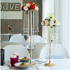 29.5in Gold Wedding Centerpieces for Table, 2Pcs Tall Vases Wedding Centerpieces with Sparkling Crystal Beads, alternate view