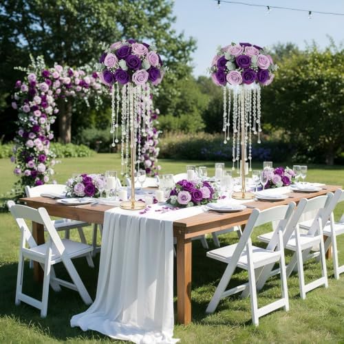 29.5in Gold Wedding Centerpieces for Table, 2Pcs Tall Vases Wedding Centerpieces with Sparkling Crystal Beads, alternate view