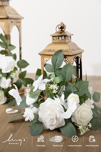 2ft Artificial Flowers Garland, 2-Pack, White & Ivory, alternate view 2