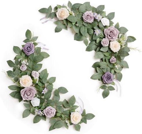 2ft Artificial Flowers Garland, Lilac & Gold