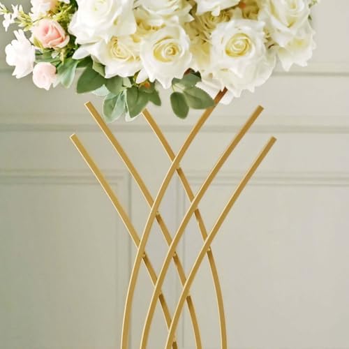 2FT Tall Gold Metal Mermaid Tail Flower Frame Table Centerpiece, Wedding Floral Display Stand in Type 2, alternate view 3