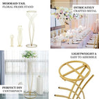 2FT Tall Gold Metal Mermaid Tail Flower Frame Table Centerpiece, Wedding Floral Display Stand in Type 2, alternate view 4