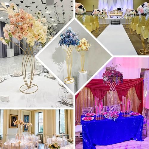 2FT Tall Gold Metal Mermaid Tail Flower Frame Table Centerpiece, Wedding Floral Display Stand in Type 2, alternate view 5