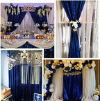 2ft x 8ft Blue Sequin Photography Backdrop Curtains 2 Panels for Party Decoration, Navy Blue in 2x8 ft x2Pcs in, alternate