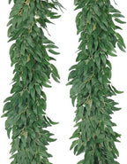 2P Artificial Willow Leaves Vine Twig 6.2Ft Thick Silk Leaf Garland