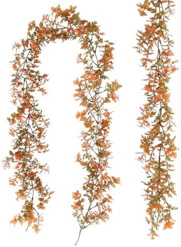 2P Fall Garland Vines Artificial Plastic Mini Monstera Leaves 5.9Ft