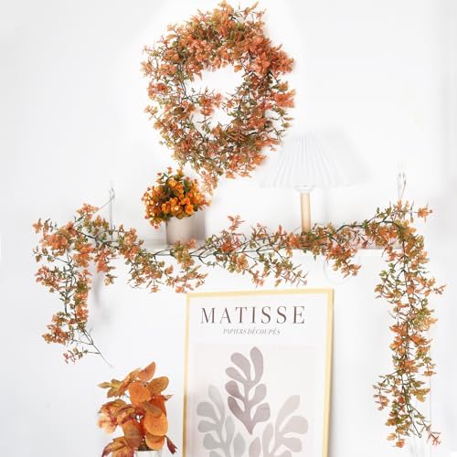 2P Fall Garland Vines Artificial Plastic Mini Monstera Leaves 5.9Ft, alternate view 2