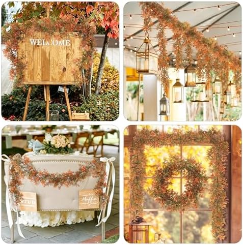 2P Fall Garland Vines Artificial Plastic Mini Monstera Leaves 5.9Ft, alternate view 6