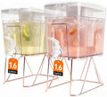 2Pack 1.6 Gallon Drink Dispenser, Plastic Container with Stand, Fruit Infuser and Leak‐Proof Faucet