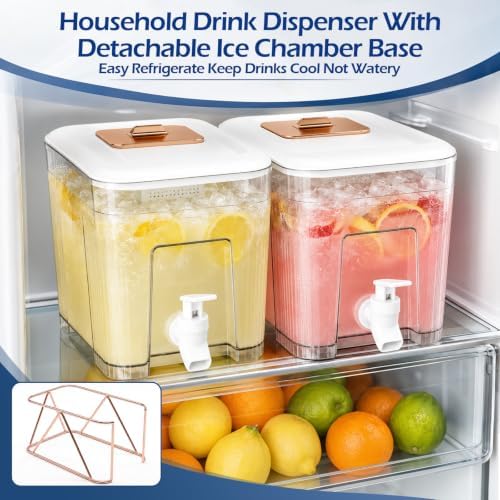 2Pack 1.6 Gallon Drink Dispenser, Plastic Container with Stand, Fruit Infuser and Leak‐Proof Faucet, alternate view 6