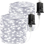 2Pack 132FT 400 LED Fairy Lights Plug in, 8 Modes Twinkle Lights Cool White