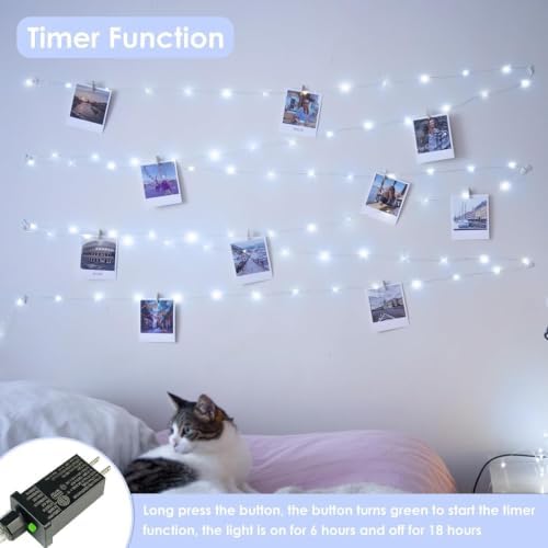 2Pack 132FT 400 LED Fairy Lights Plug in, 8 Modes Twinkle Lights Cool White, alternate view 2