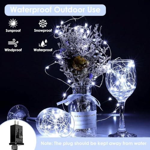 2Pack 132FT 400 LED Fairy Lights Plug in, 8 Modes Twinkle Lights Cool White, alternate view 3