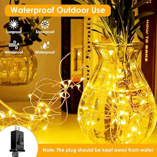 2Pack 132FT 400 LED Fairy Lights Plug in, 8 Modes Twinkle Lights Warm White, alternate view 2