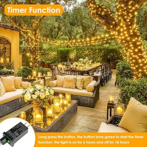 2Pack 132FT 400 LED Fairy Lights Plug in, 8 Modes Twinkle Lights Warm White, alternate view 4