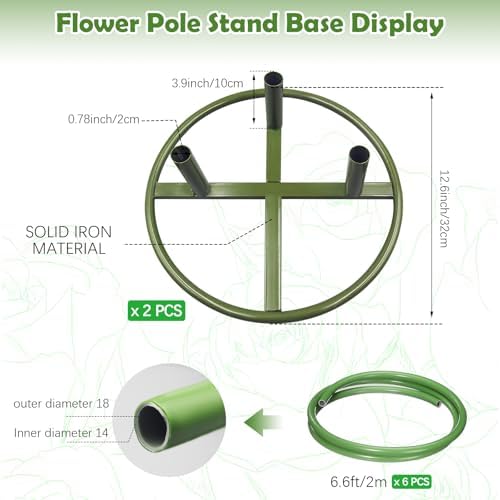 2Pack 19.69Ft Giant Flower Stand Green Flexible Pipe for Decoration Flower Pole Display Stand Large Diameter PVC, alternate