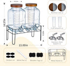 2pack 1Gallon Glass Drink Dispensers for Parties, Beverage Dispenser with Stand and Fruit Infuser, Lemonade, alternate view 3