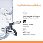 2pack 1Gallon Glass Drink Dispensers for Parties, Beverage Dispenser with Stand and Fruit Infuser, Lemonade, alternate view 5
