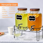 2pack 1Gallon Glass Drink Dispensers for Parties, Beverage Dispenser with Stand and Fruit Infuser, Lemonade, alternate view 6