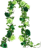 2Pack 6.5FT Mixed Green Artificial Flower Garland Fake Rose Vines