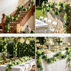 2Pack 6.5FT Mixed Green Artificial Flower Garland Fake Rose Vines, alternate view 6