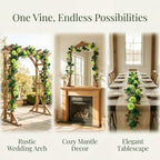 2Pack 6.5FT Mixed Green Artificial Flower Garland Fake Rose Vines, alternate view 7