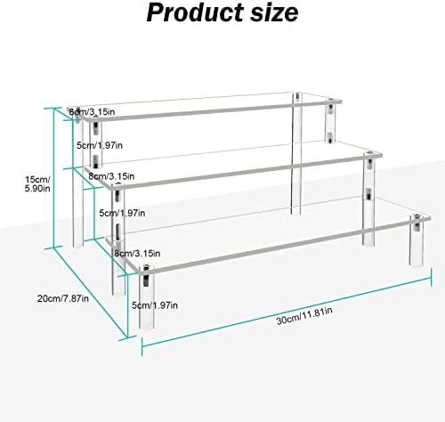 2Pack Acrylic Display Risers, Clear Shelf 3 Tier Cupcake Display Stand Steps for Food Desserts Stand Perfume, alternate view