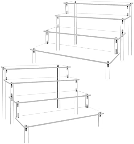 2Pack Acrylic Display Risers Cupcake Stand for Food Desserts, Perfume Organizer 4 Tier Clear Shelf Display Stand