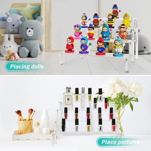 2Pack Acrylic Display Risers Cupcake Stand for Food Desserts, Perfume Organizer 4 Tier Clear Shelf Display Stand, alternate