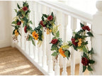 2Pack Artificial Maple Leaves and Sunflowers Burgundy Roses Garland, alternate view 2