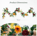 2Pack Artificial Maple Leaves and Sunflowers Burgundy Roses Garland, alternate view 6