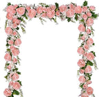2Pack Artificial Peony Flower Garland - Silk Peony Garland with Pink Flowers for Wedding Party Table