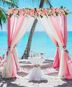 2Pack Artificial Peony Flower Garland - Silk Peony Garland with Pink Flowers for Wedding Party Table, alternate view 3