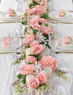 2Pack Artificial Peony Flower Garland - Silk Peony Garland with Pink Flowers for Wedding Party Table, alternate view 4