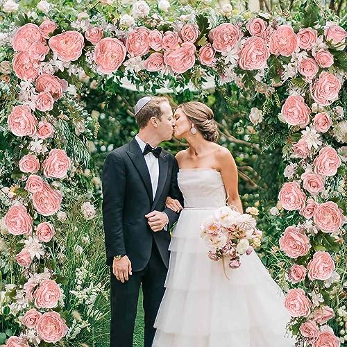2Pack Artificial Peony Flower Garland - Silk Peony Garland with Pink Flowers for Wedding Party Table, alternate view 5