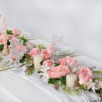 2Pack Artificial Peony Flower Garland - Silk Peony Garland with Pink Flowers for Wedding Party Table, alternate view 7