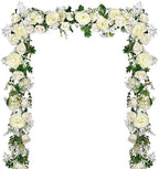 2Pack Artificial Peony Flower Garland - Silk Peony Garland with White Flowers for Wedding Party Table