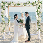 2Pack Artificial Peony Flower Garland - Silk Peony Garland with White Flowers for Wedding Party Table, alternate view 3