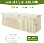 2Pack Beige Spandex Tablecloth for 8FT Rectangle Table, Table Skirt, alternate view 2