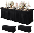 2Pack Black Spandex Tablecloth for 8FT Rectangle Table, Table Skirt