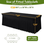 2Pack Black Spandex Tablecloth for 8FT Rectangle Table, Table Skirt, alternate view 2
