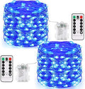 2Pack Blue Fairy Lights Battery Operated with Remote for Christmas